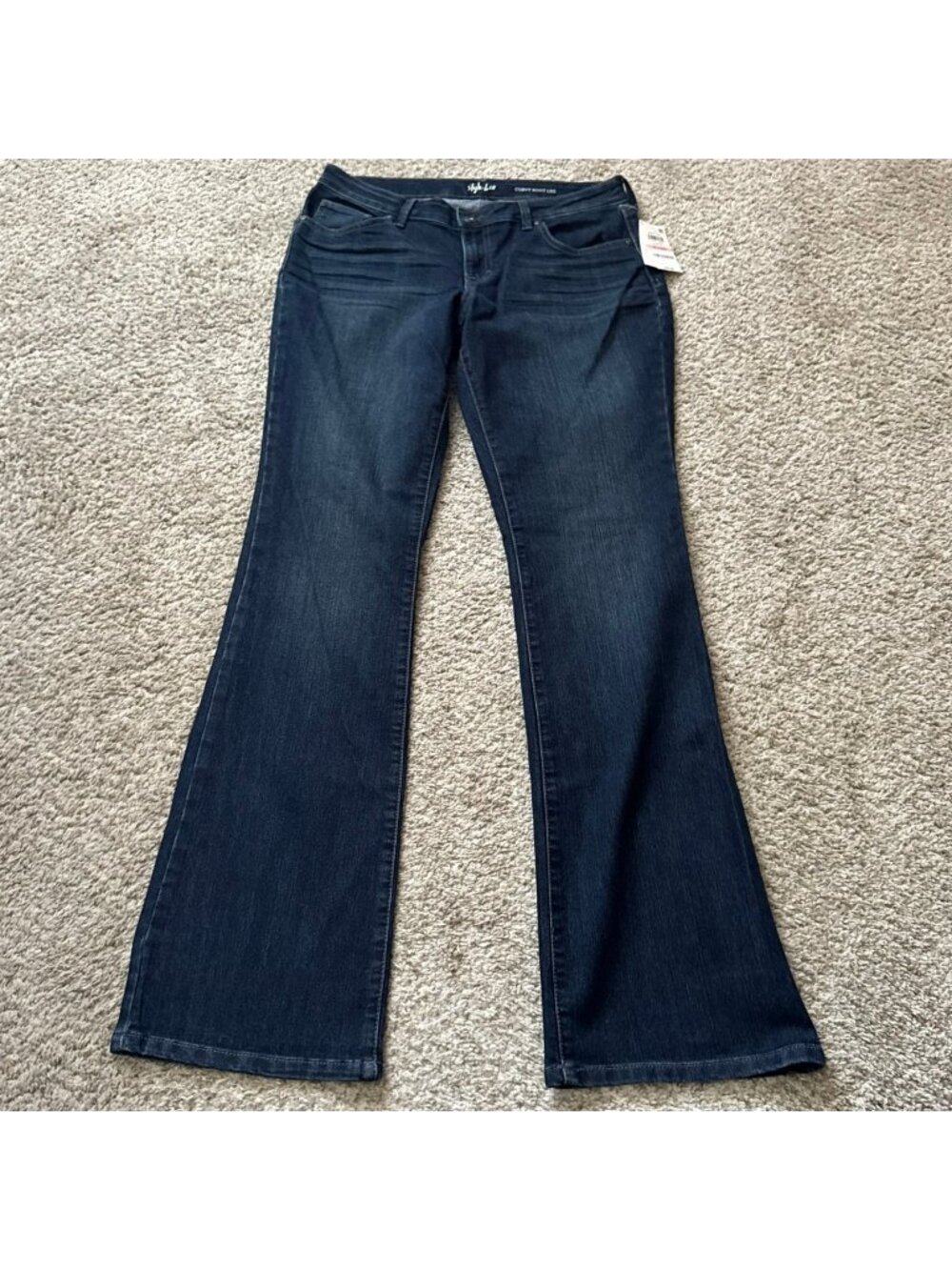 Style & Co Boot Cut Jeans Women's Curvy Size 10 Long Dark Wash Stream Stretch